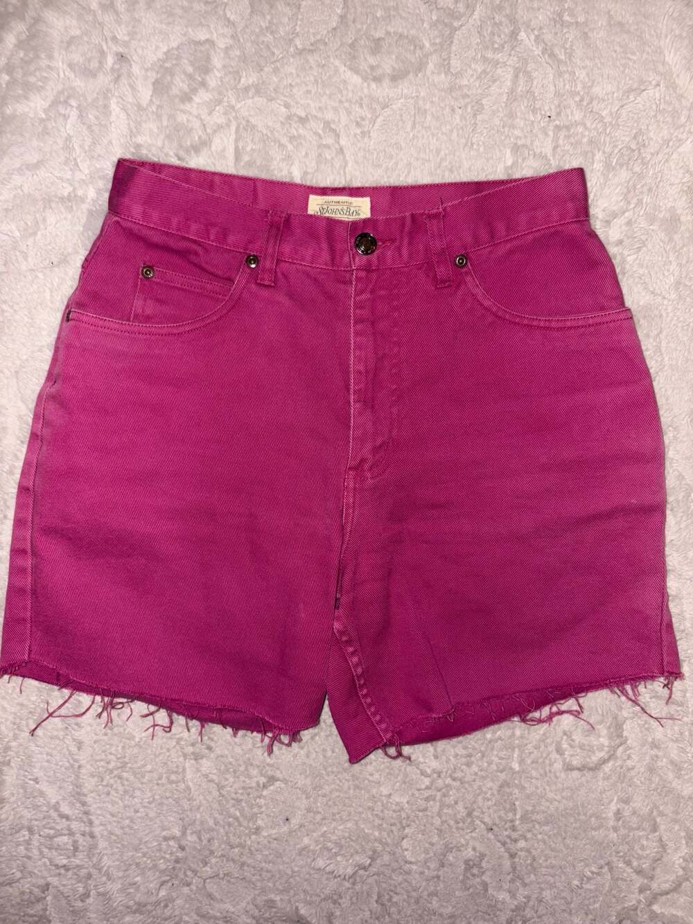 St. John's Bay Authentic Vintage High-Rise Hot Pink Raw Hem Denim Shorts 6P